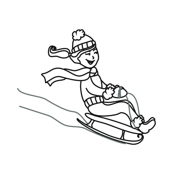 Line Drawing Man Riding Boat — Stock Vector