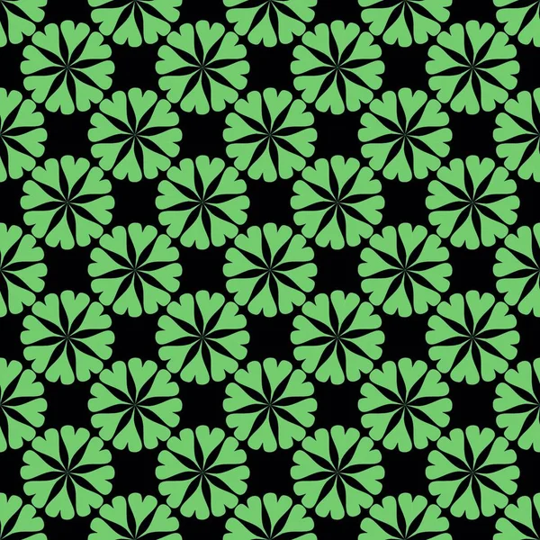 Patrón Verde Sobre Fondo Negro Sin Costuras — Vector de stock