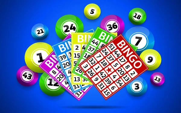 Bingo Lottery Balls Bingo Cards Concept Vector Illustration — Stock Vector