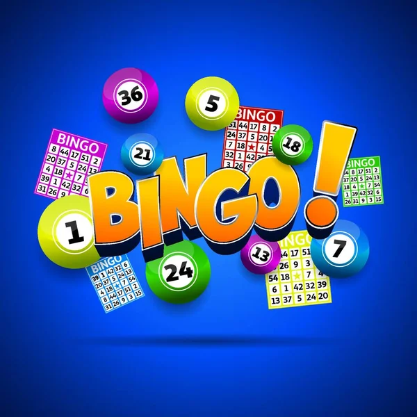 Bingo Bolas Lotería Tarjetas Bingo Concepto Vector Ilustración — Vector de stock