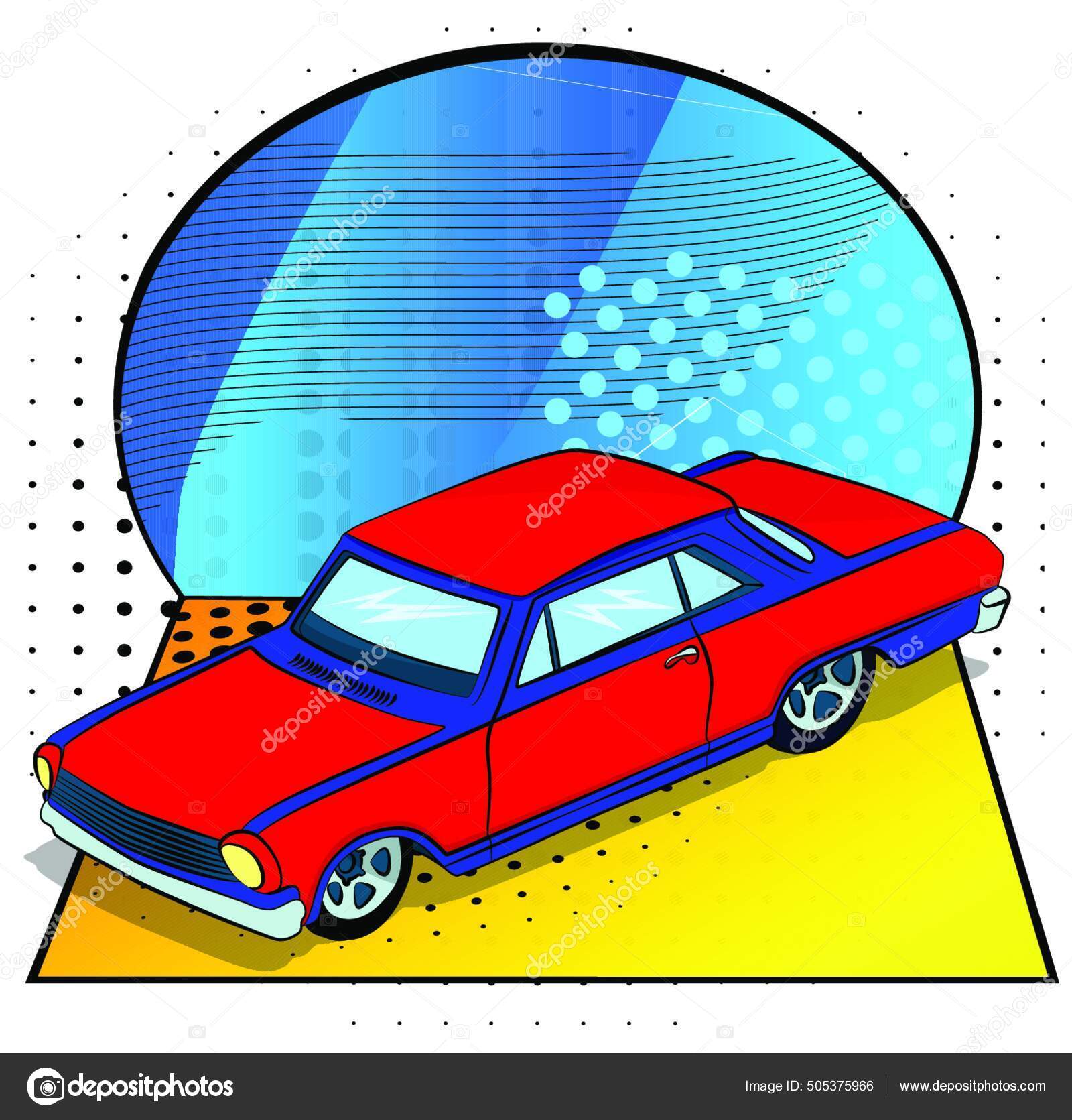 Comic Book Style Cartoon Vector Illustration Cool American Sports Car Stock Vector Image by