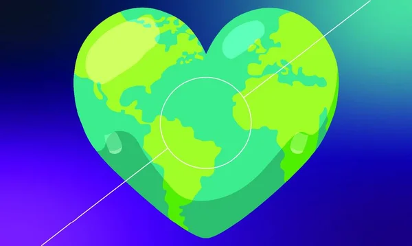 Mapa Del Mundo Digital Corazón Con Fondos Abstractos — Vector de stock