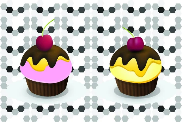 Cupcakes Auf Hellem Und Dunklem Hintergrund — Stockvektor