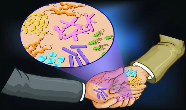 Рукостискання Поширює Мікроби Від Однієї Людини Іншої — стоковий вектор