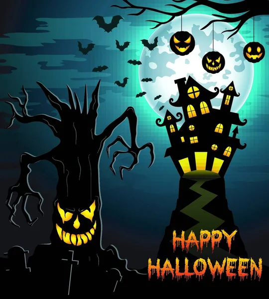 Διανυσματική Απεικόνιση Του Halloween Φόντο Νύχτα — Διανυσματικό Αρχείο