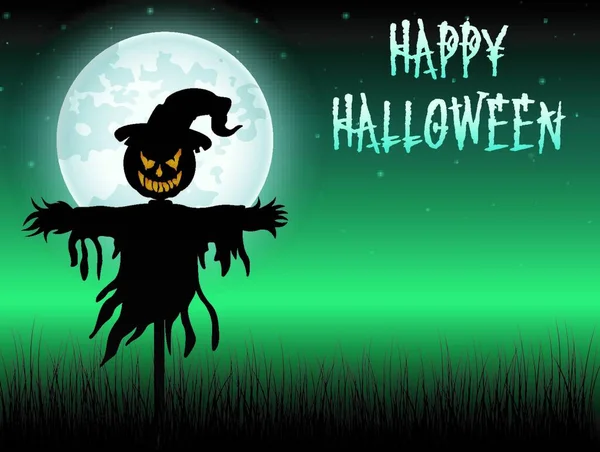Halloween Posępnego Stracha Wróble Tle Nocy — Wektor stockowy