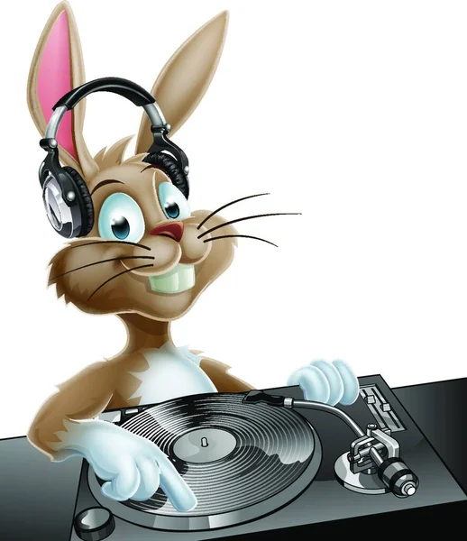 Uma Ilustração Desenho Animado Bonito Easter Bunny Nos Decks Com — Vetor de Stock