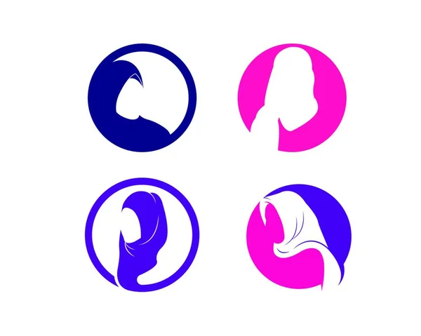 Hijab Logo Vector Cultuur Van Vrouw Moslim Mode Ontwerp — Stockvector