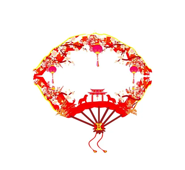 Carte Fan Zodiaque Chinois Année Chien — Image vectorielle
