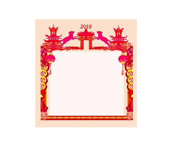 Κινέζικη Κάρτα Νέο Έτος Κόκκινο Και Άσπρο Φόντο — Διανυσματικό Αρχείο