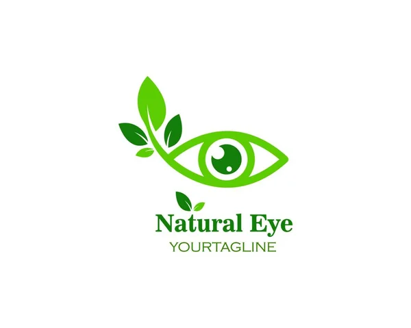 Natur Auge Mit Blättern Symbol Logo Vektor Vorlage Illustration — Stockvektor