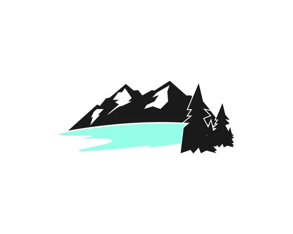 High Mountain Icoon Logo Van Avontuur Template Vector — Stockvector