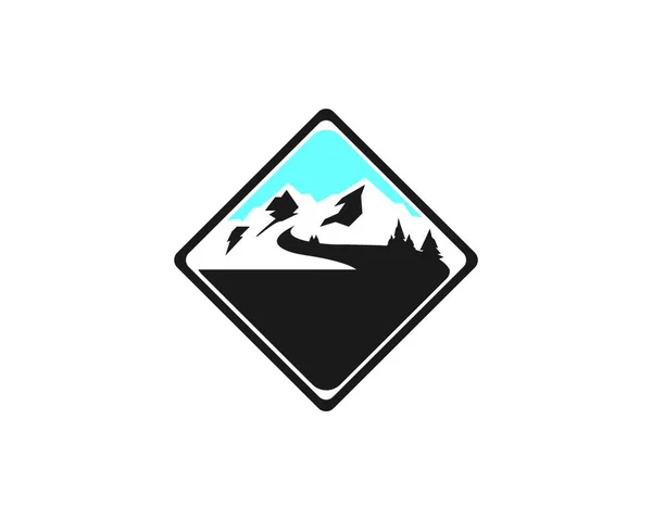 High Mountain Ikon Logotyp Äventyr Mall Vector — Stock vektor