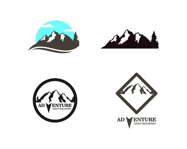 Icono Alta Montaña Logo Aventura Plantilla Vector — Vector de stock