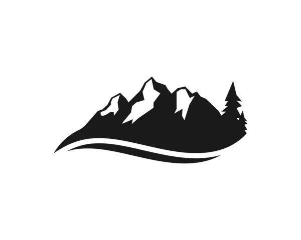 Icono Alta Montaña Logo Aventura Plantilla Vector — Vector de stock