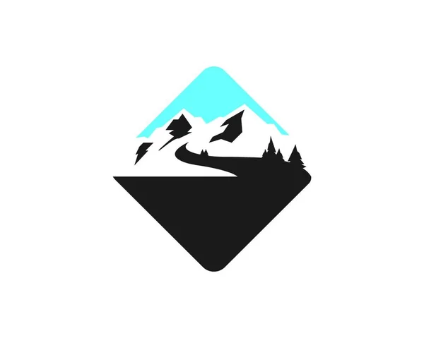 Icono Alta Montaña Logo Aventura Plantilla Vector — Vector de stock