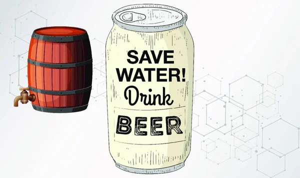 Μπύρα Μπορεί Και Ξύλινο Βαρέλι Κρασί Αφηρημένη Φόντο — Διανυσματικό Αρχείο