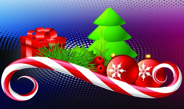 Weihnachtliche Elemente Und Geschenke Auf Abstraktem Dunklem Hintergrund — Stockvektor