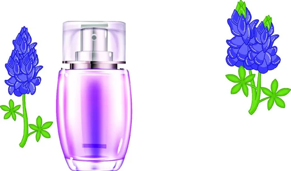 Mock Illustration Lavender Extract Perfume Flower Background — Stock Vector