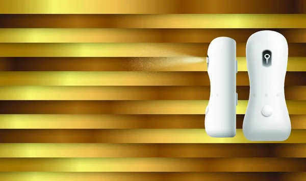 金色背景上的房间清新剂喷雾的模拟插图 — 图库矢量图片