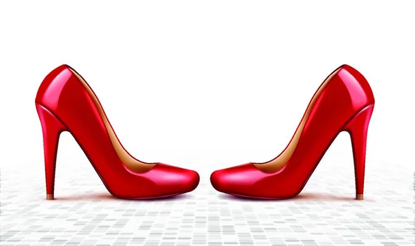 地板上女鞋的模拟插图 — 图库矢量图片