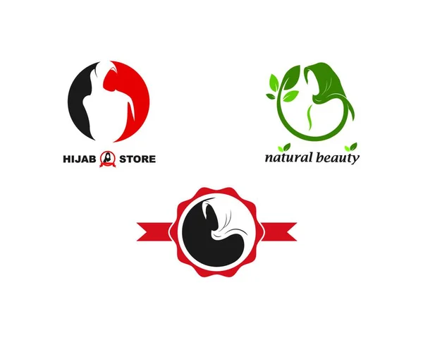 Hijab Mujer Logo Vector Cultura Mujer Musulmana Diseño Moda — Vector de stock