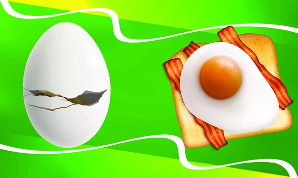 Kırık Yumurta Soyut Arka Planda Yiyeceklerin Örneklendirilmesi — Stok Vektör