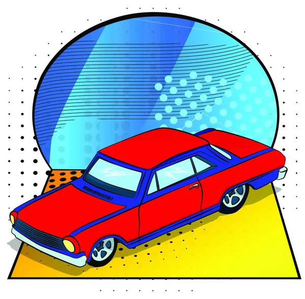 Estilo Cómic Ilustración Vectorial Dibujos Animados Coche Deportivo Americano Fresco — Vector de stock