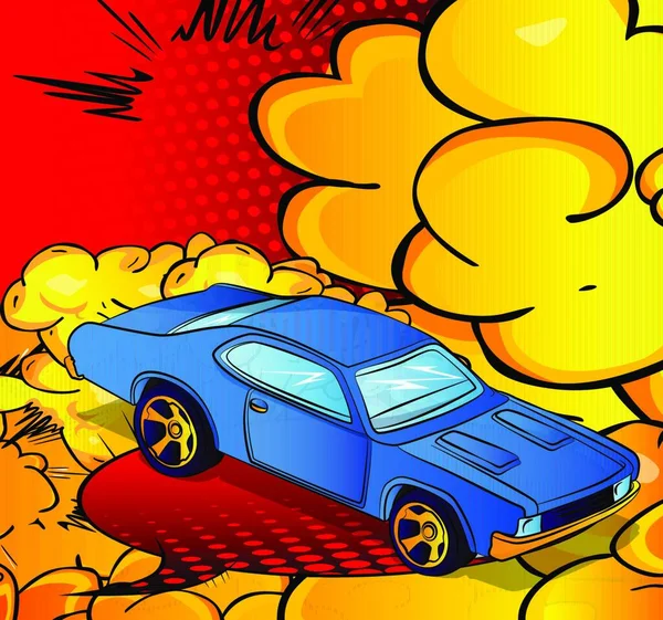 Estilo Cómic Ilustración Vectorial Dibujos Animados Coche Deportivo Americano Fresco — Archivo Imágenes Vectoriales