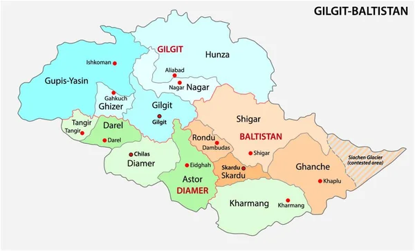 巴基斯坦特别领土Gilgit Baltistan的矢量行政和政治地图 — 图库矢量图片