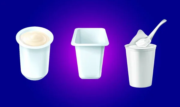 抽象背景下的酸奶包的模拟示例 — 图库矢量图片