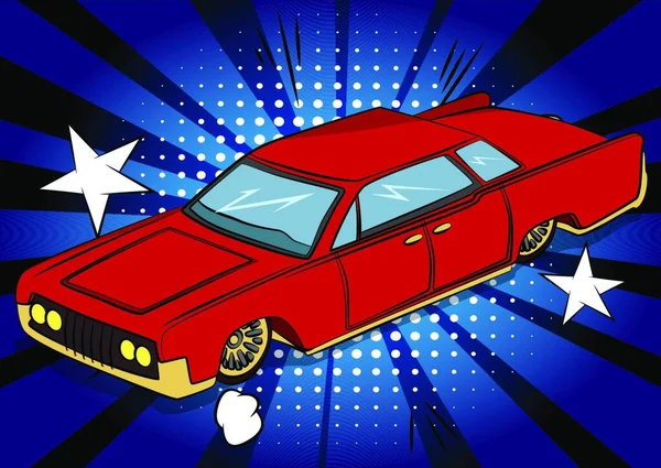 Comic Stil Cartoon Vektor Illustration Eines Amerikanischen Luxusautos Retro Stil — Stockvektor