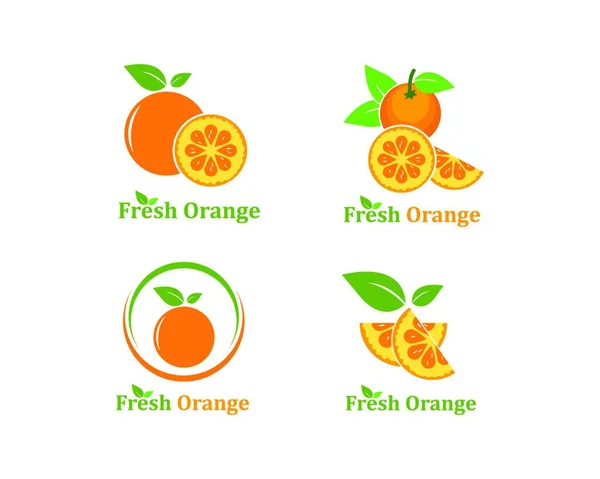Oranje Fruit Pictogram Vector Logo Illustratie Sjabloon — Stockvector