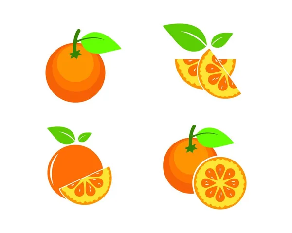 Laranja Fruto Ícone Vetor Logotipo Ilustração Modelo — Vetor de Stock