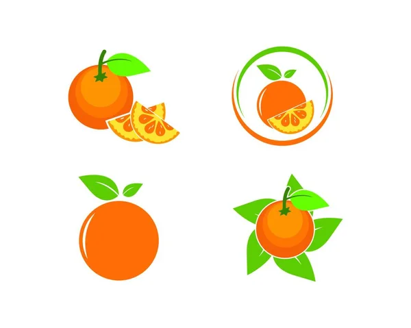 Laranja Fruto Ícone Vetor Logotipo Ilustração Modelo — Vetor de Stock