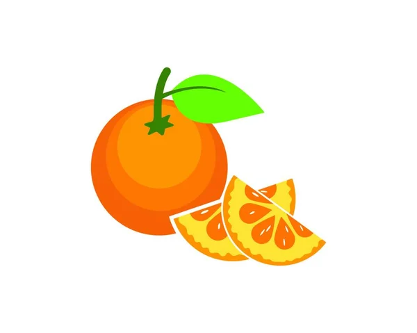 Naranja Fruta Icono Vector Logotipo Ilustración Plantilla — Vector de stock