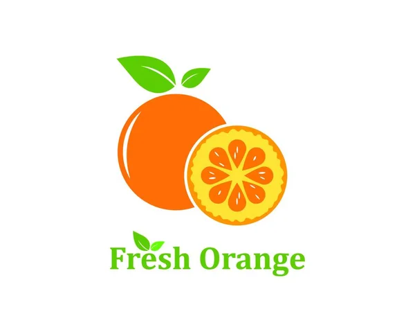 Naranja Fruta Icono Vector Logotipo Ilustración Plantilla — Vector de stock