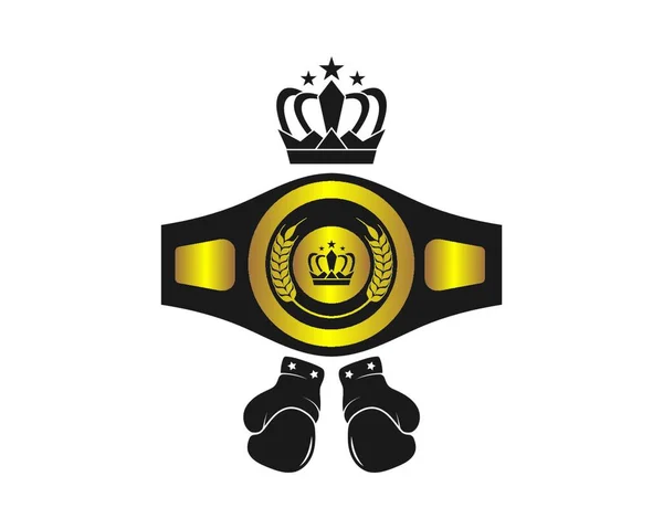 Modèle Vectoriel Icône Logo Champion Ceinture Boxe — Image vectorielle