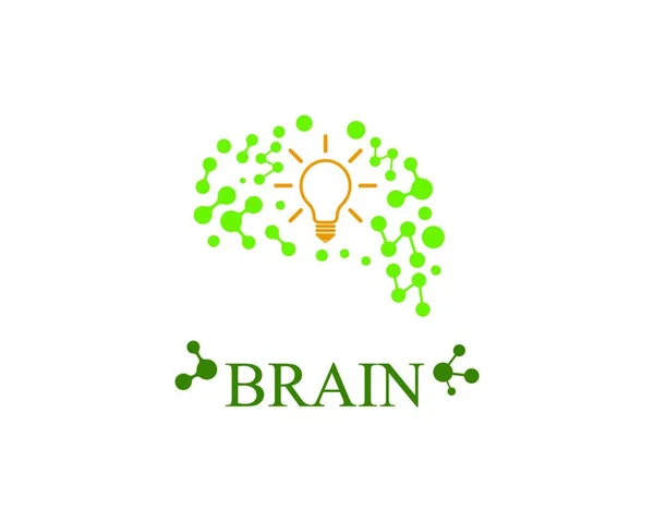 Cerveau Avec Icône Ampoule Logo Vecteur Idée Concept Pensée — Image vectorielle
