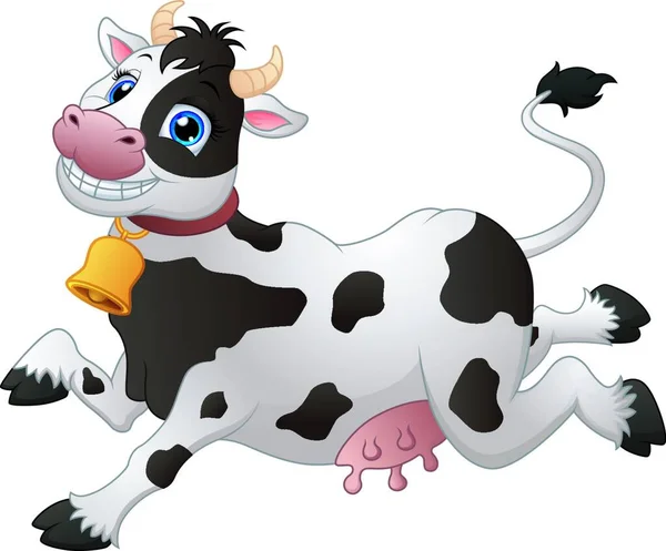 Vector Illustration Cute Cartoon Cow — Stock Vector