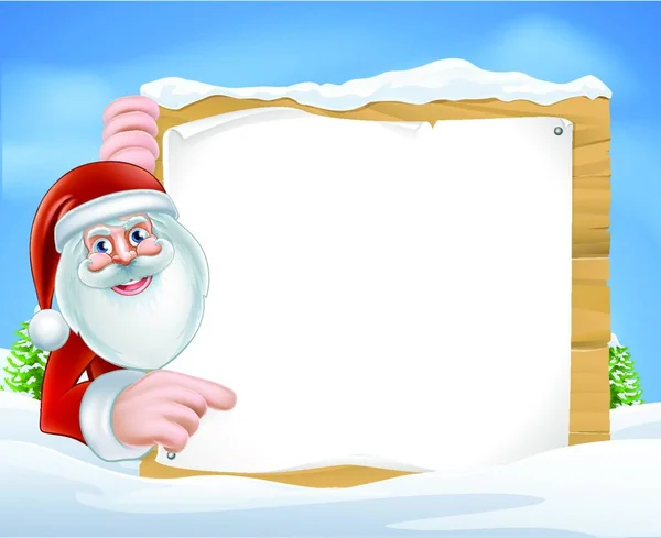 Ilustração Santa Claus Com Sinal Branco — Vetor de Stock