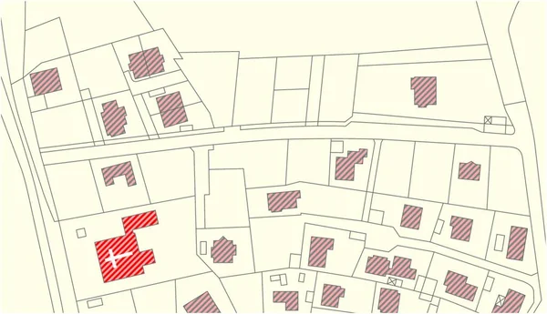Φανταστικός Διανυσματικός Κτηματολογικός Χάρτης Κτίρια Και Δρόμους — Διανυσματικό Αρχείο