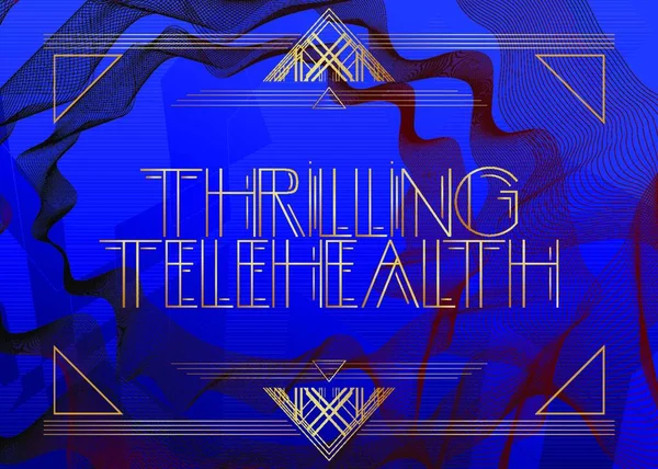 Art Deco Retro Thrilling Telehealth Text 품위있는 인사말 빈티지 글자가 — 스톡 벡터