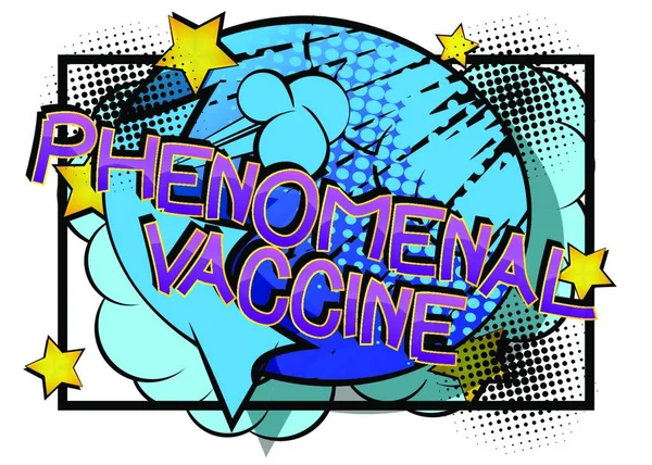 Phenomenal Vaccine Comic Book Style Cartoon Words Text Abstract Background — Stock Vector