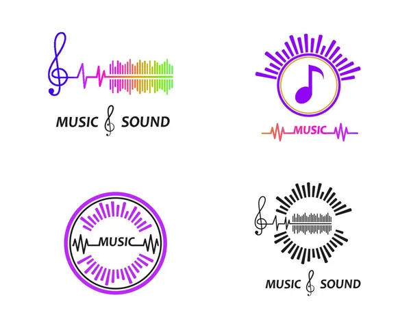 Musik Equaizer Och Ljudeffekt Ilustration Logotyp Vektor Ikon Mall — Stock vektor