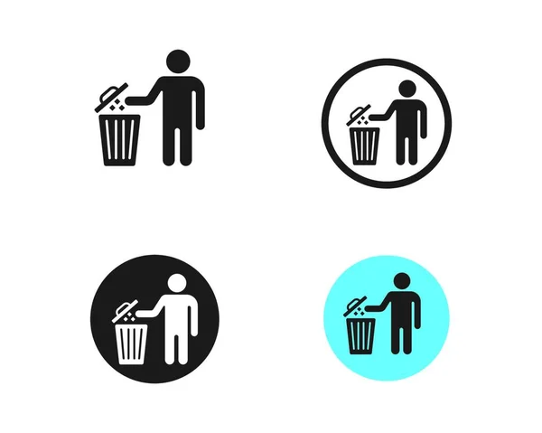 Lixo Pode Logotipo Ícone Vetor Ilustração Modelo — Vetor de Stock