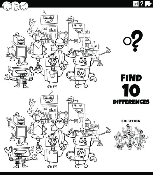 Schwarz Weiß Cartoon Illustration Der Suche Nach Unterschieden Zwischen Bildern — Stockvektor