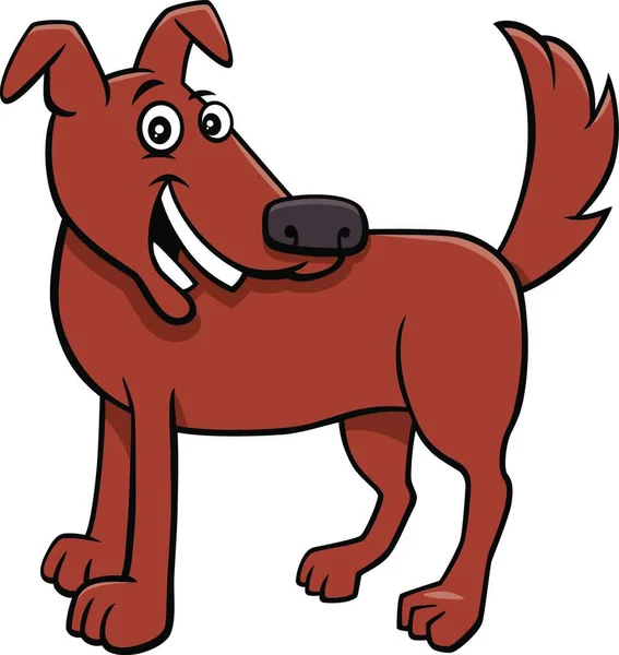 Cartoon Illustration Happy Brown Dog Puppy Comic Animal Character — 스톡 벡터