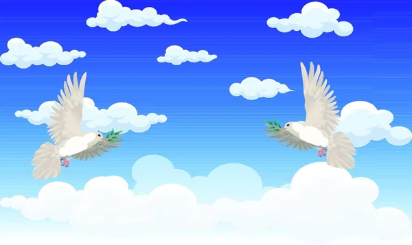 Colombe Oiseaux Vole Dans Ciel Jour Paix — Image vectorielle