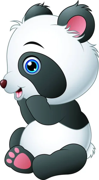 Illustrazione Cute Baby Panda Seduta — Vettoriale Stock